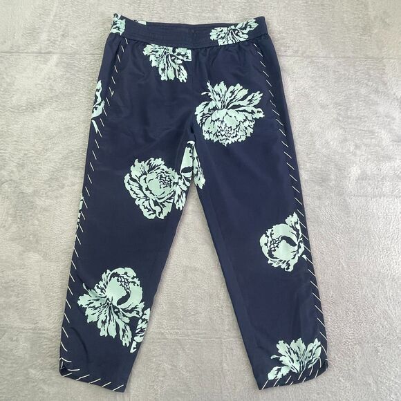 J. Crew Womens Floral Print Ankle Pant Size 10P Navy Vacation Classic Chic - Picture 2 of 14